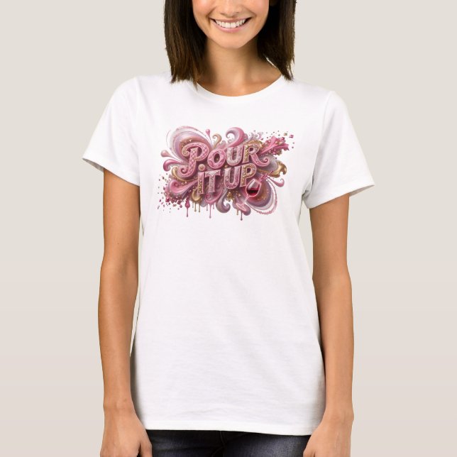 Camiseta POUR IT UP Rosa Atraente (Frente)