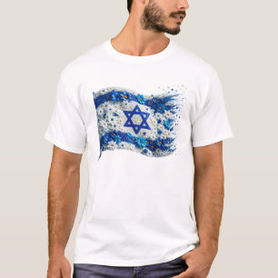Camiseta Povo de Israel Bandeira florescendo em flores