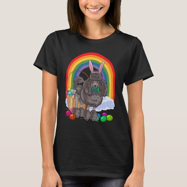 Camiseta Povoado Negro-Bonito Povoado Páscoa Coelho Cão-Coe (Frente)