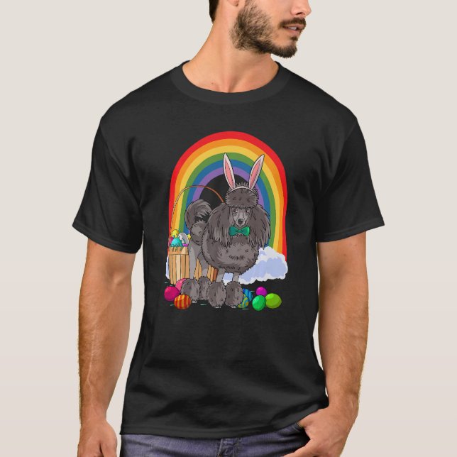 Camiseta Povoado Negro-Bonito Povoado Páscoa Coelho Cão-Coe (Frente)