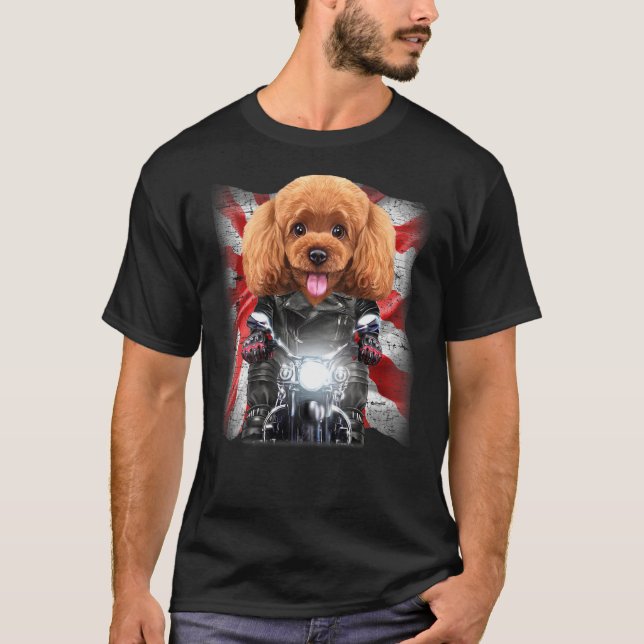 Camiseta Póvulo De Brinquedo Patriot Em Motocicleta Com Ban (Frente)