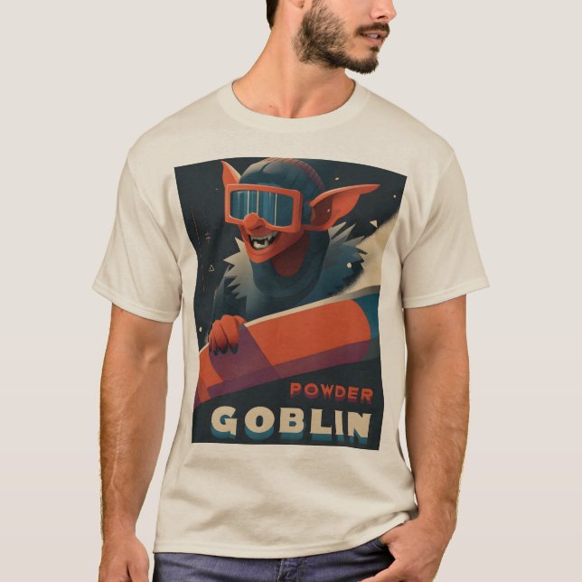 Camiseta Powder Goblin Retro Ski Poster-Style T-Shirt (Frente)