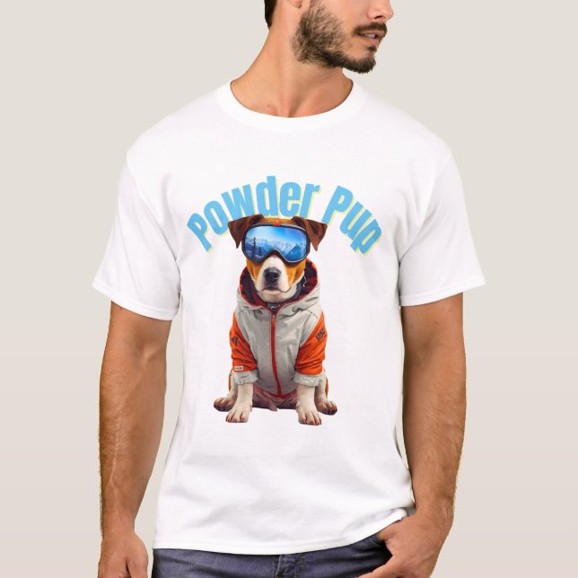 Camiseta Powder Pup Jack Russell Terrier Ski Dog  (Frente)