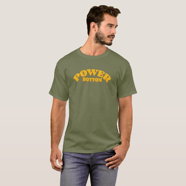 Camiseta Power Bottom em estilo retrô (Frente Completa)