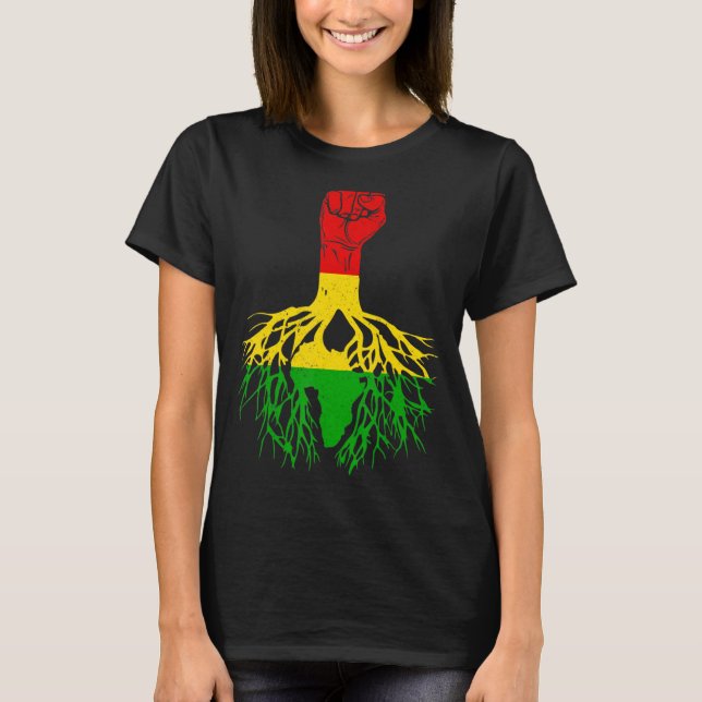 Camiseta Power Fist Africa Roota Melanin Queen King Black H (Frente)