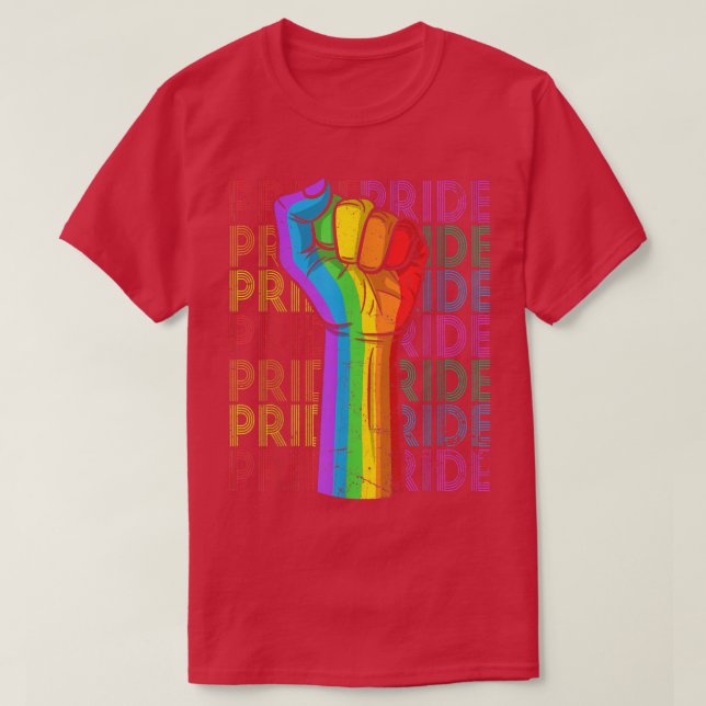 Camiseta Power Fist LGBT Gay Lésbica Transgênero Bissexual  (Frente do Design)