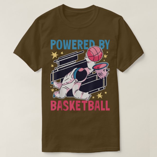 Camiseta Powered by Basketball with a Astronaut  (Frente do Design)