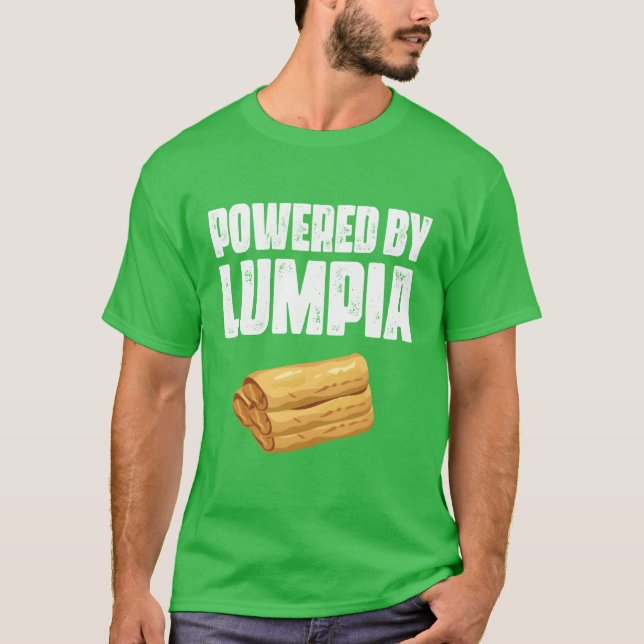 Camiseta Powered By Lumpia Filipino Spring Roll Pinoy Food  (Frente)