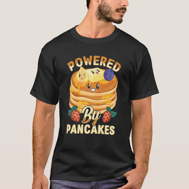 Camiseta Powered By Pancakes Pancake BlueBerry & Strawberry (Frente)