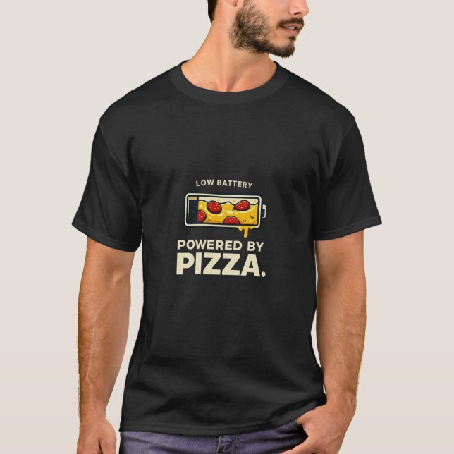 Camiseta Powered By Pizza Shirt – Funny Pizza Lover T-Shirt (Frente)