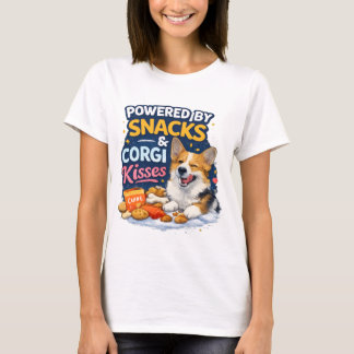 Camiseta Powered by Snacks & Corgi Kisses – Funny Corgi 