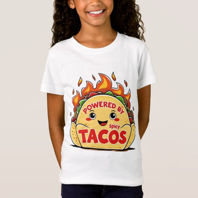 Camiseta Powered by Spicy Tacos T-Shirt – Funny Foodie Grap (Frente)