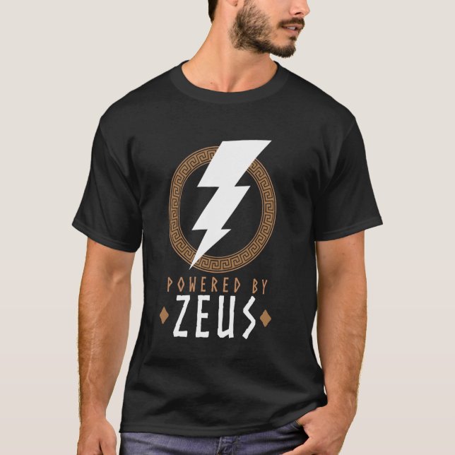 Camiseta Powered by Zeus Lightning Bolt Mythology (Frente)