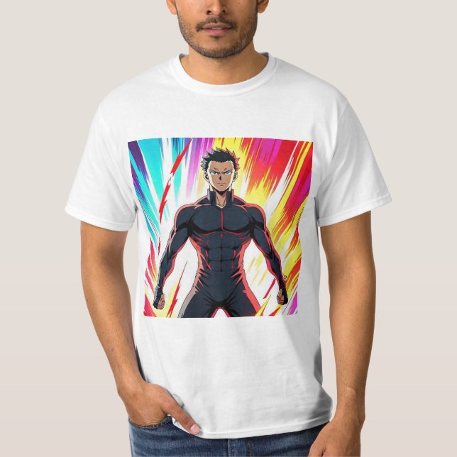 Camiseta Powerful Anime Hero Transformation – Dynamic Energ (Frente)