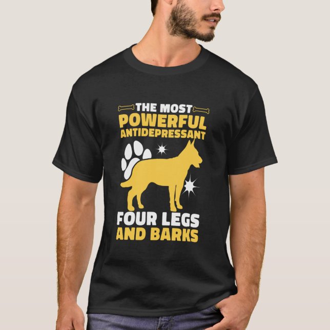 Camiseta Powerful Antidepressant Is A Dog Australian Kelpie (Frente)