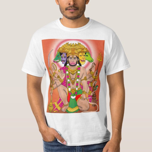 Camiseta Powerful Panchmukhi Hanuman T-Shirt – Divine Prote (Frente)