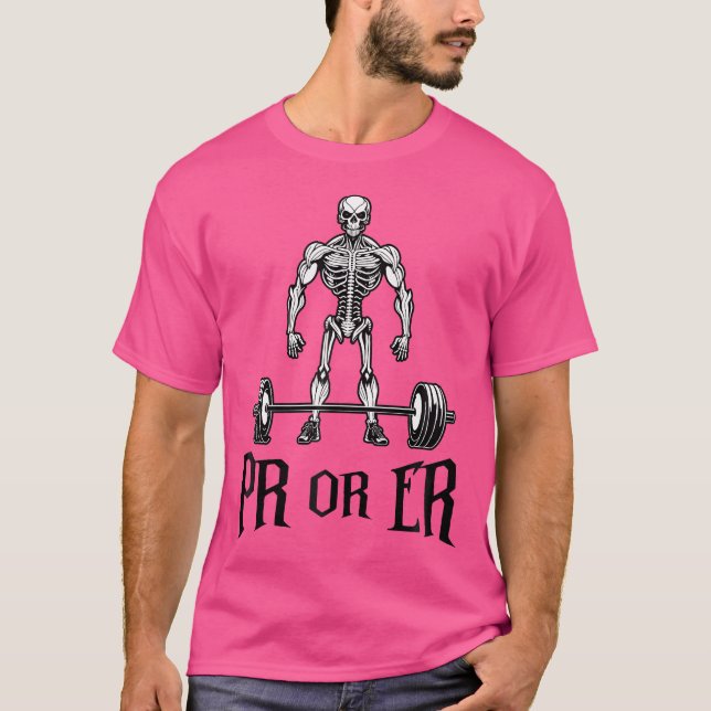 Camiseta Pr Ou Er Skeleton Engraçado Gym Bodybuil (Frente)