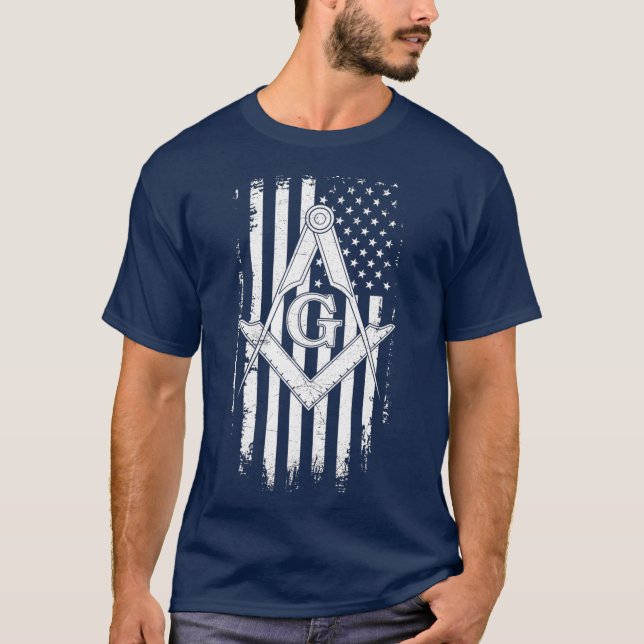 Camiseta Praça da Bandeira Americana Masônica e Compass (Frente)