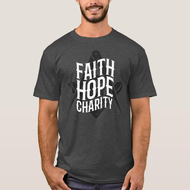 Camiseta Praça da Caridade Masônica Faith Esperança e Compa (Frente)