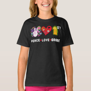 Camiseta Praça da Primeira Classe Peace Love de volta à Esc