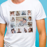 Camiseta Praça de Colagem de Fotografias da Memória da Famí<br><div class="desc">Uma bela camiseta personalizada para o seu Pai que ele apreciará por anos. Apresenta um esquema moderno de 13 quadrículas de fotografias para mostrar 13 das suas próprias memórias de fotografias da família especial. "Pai" desenhado em um belo estilo de roteiro preto manuscrito. Cada foto é emoldurada por uma simples...</div>