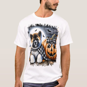 Camiseta Praça de Halloween do Cão Akita