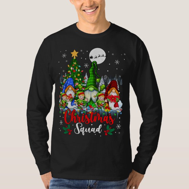 Camiseta Praça de Natal Três Papais noeis Elf Gnomos Xmas Á (Frente)