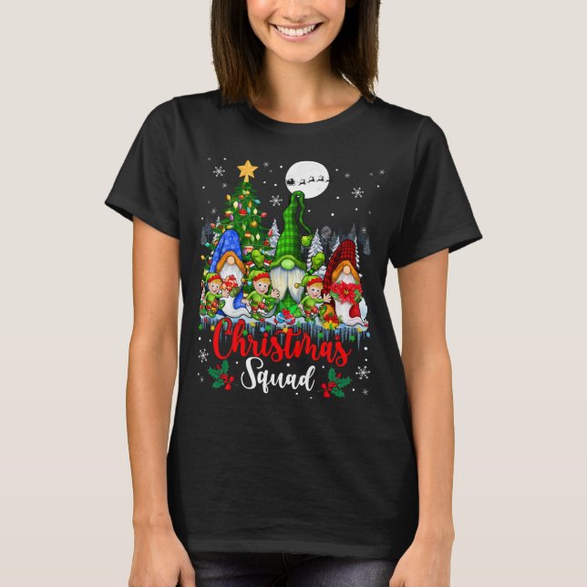 Camiseta Praça de Natal Três Papais noeis Elf Gnomos Xmas Á (Frente)