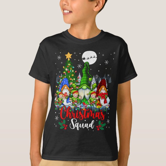 Camiseta Praça de Natal Três Papais noeis Elf Gnomos Xmas Á (Frente)