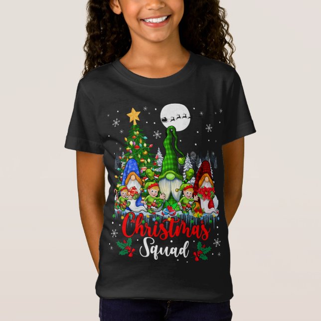 Camiseta Praça de Natal Três Papais noeis Elf Gnomos Xmas Á (Frente)