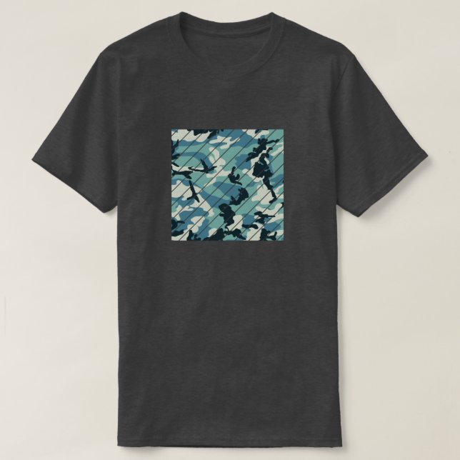 Camiseta Praça de padrões da Camo de inverno fatiada (Frente do Design)