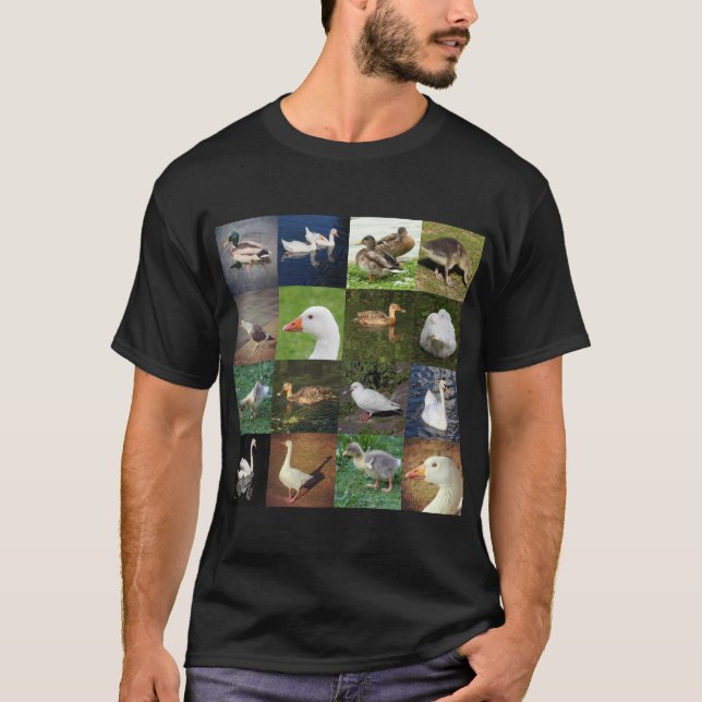 Camiseta Praça de retalhos de fotos - Pássaros (Frente)