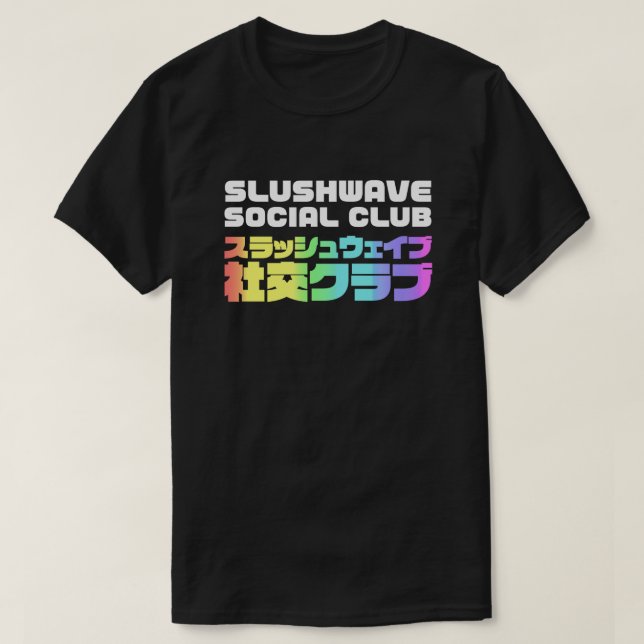 Camiseta Praça do Clube Social Slushwave no Logotipo Escuro (Frente do Design)