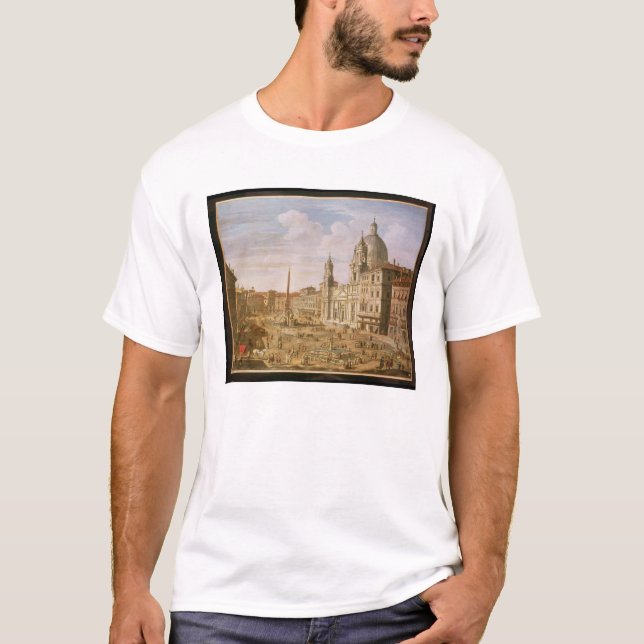 Camiseta Praça Navona, Roma, olhando sul para Palazzo (Frente)