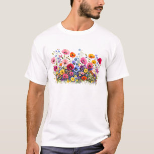 Camiseta Prado de flores silvestres com florações naturais