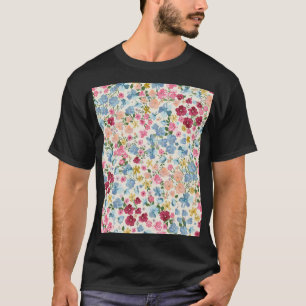 Camiseta Prado de Verão, padrão florescente de plantas.