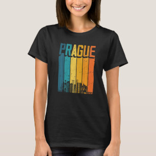 Camiseta Praga República Checa Retro Vintage Sunset Skyline