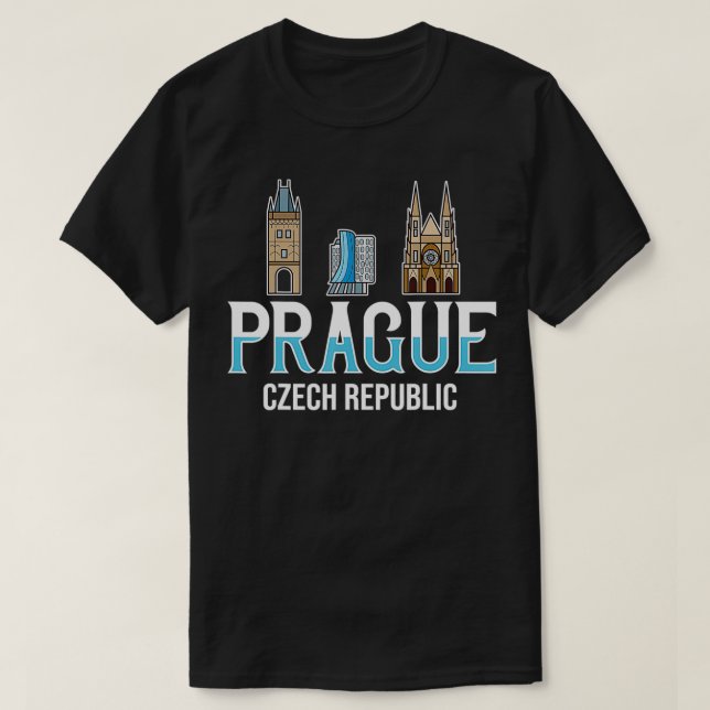 Camiseta Prague Czech Republic City Skyline Map Travel  (Frente do Design)