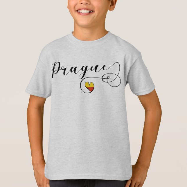 Camiseta Prague Flag Heart, República Checa (Frente)