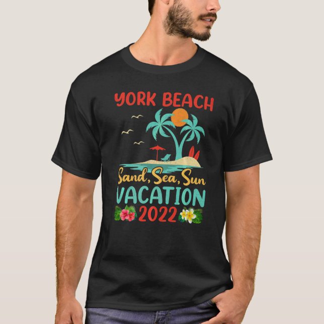 Camiseta Praia 2022 Retro Sunset Maine York Beach (Frente)