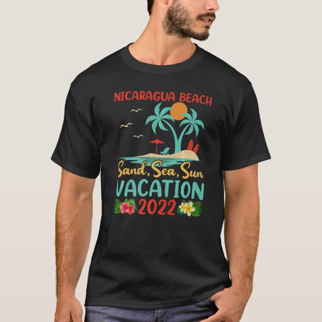 Camiseta Praia 2022 Retro Sunset Nicarágua Beach (Frente)