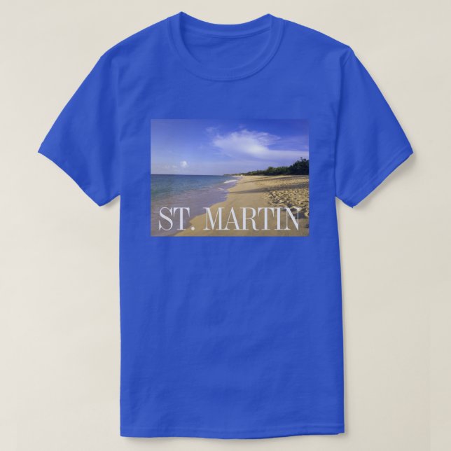 Camiseta Praia Baie Longue Long Bay, St. Martin (Frente do Design)