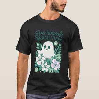 Camiseta Praia Boo-tânica Vibes Fantasma Floral Tropical Sa