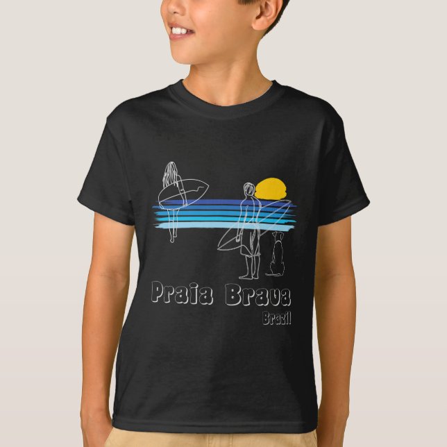 Camiseta Praia Brava Brasil, Praia de Surf Surf Guy Com (Frente)