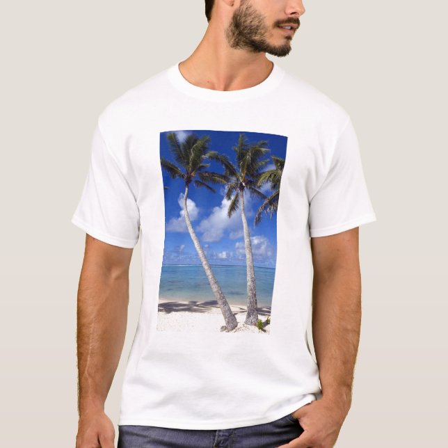 Camiseta Praia com palmeiras Ilhas Cook (Frente)
