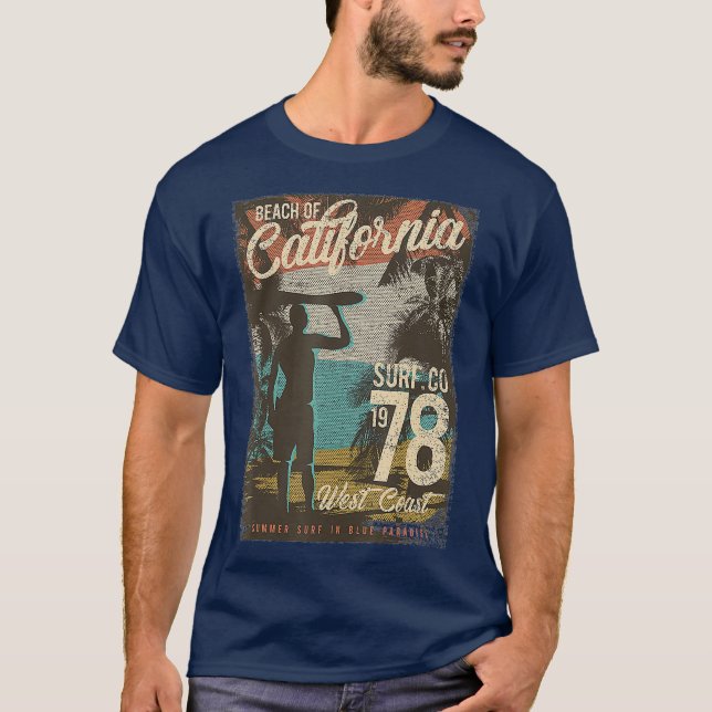 Camiseta Praia Da Califórnia, Surf 1978, Costa Oeste, Com (Frente)