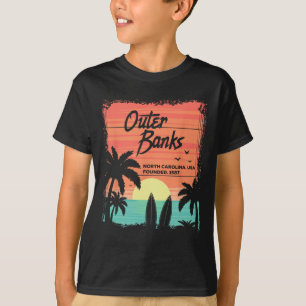 Camiseta Praia da Carolina do Norte Surfando ao Nascer do S