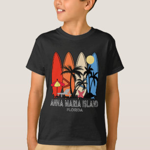 Camiseta Praia da Ilha Anna Maria Flórida Retro Surfboard V