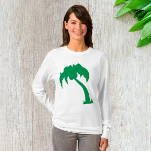 Camiseta Praia da Ilha Verde da Árvore Tropical da Palmeira