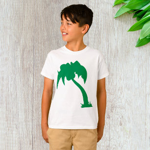 Camiseta Praia da Ilha Verde da Árvore Tropical da Palmeira